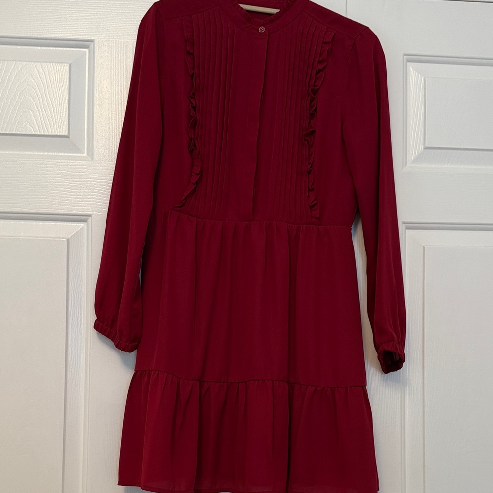 J. Crew Long Sleeve Burgundy Dress
